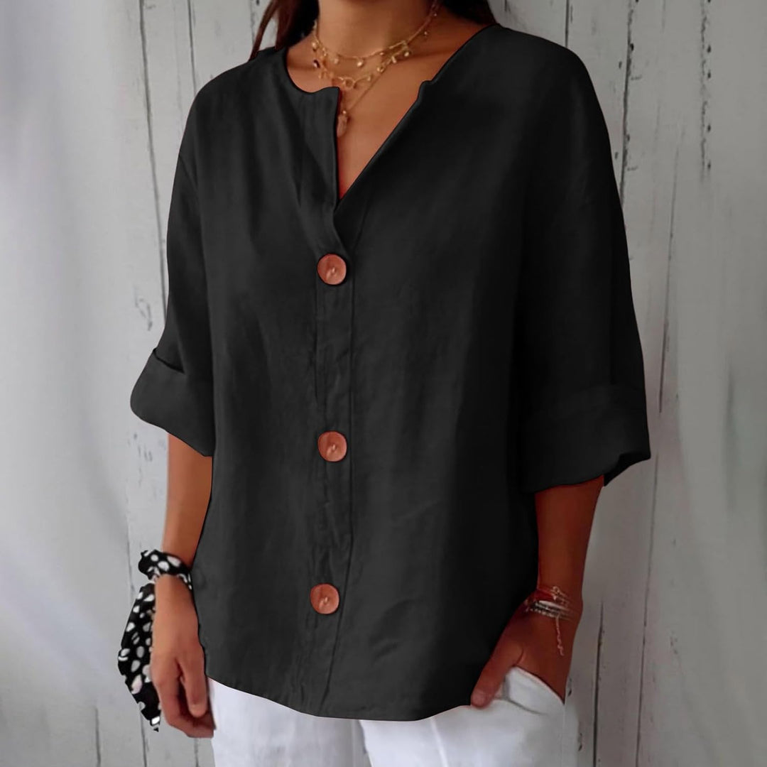 CAMERON - BLUSA CLÁSICA LIGERA DE LINO