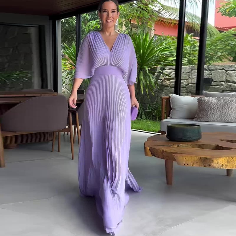 KOHLE - VESTIDO ELEGANTE CON MANGAS DRAPEADAS Y CINTURA
