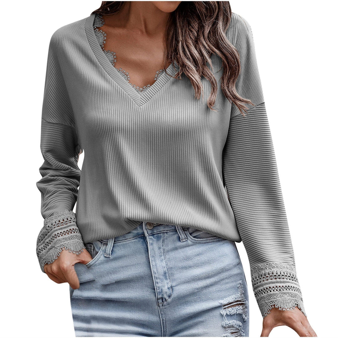 Olivia™ - Suéter de punto con cuello en V y mangas largas, con estilo