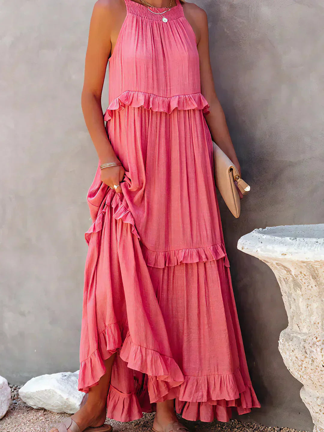 Emilia - Vestido Maxi Halter con Volantes
