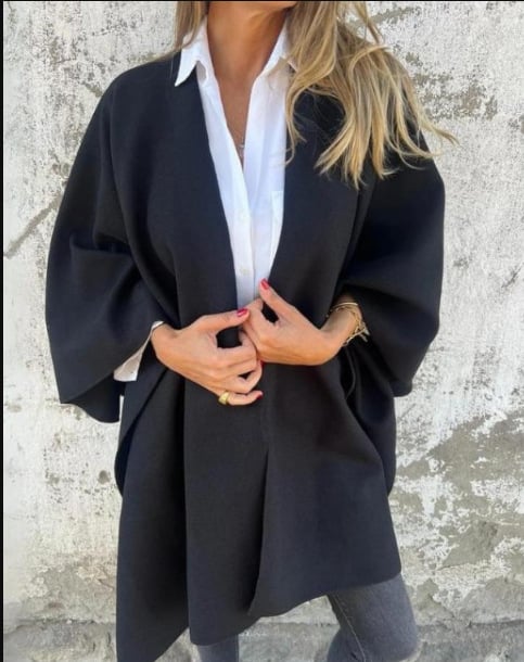 UMAIZA - CHAQUETA CAPA CON ESCOTE EN V DE ESTILO SIN ESFUERZO