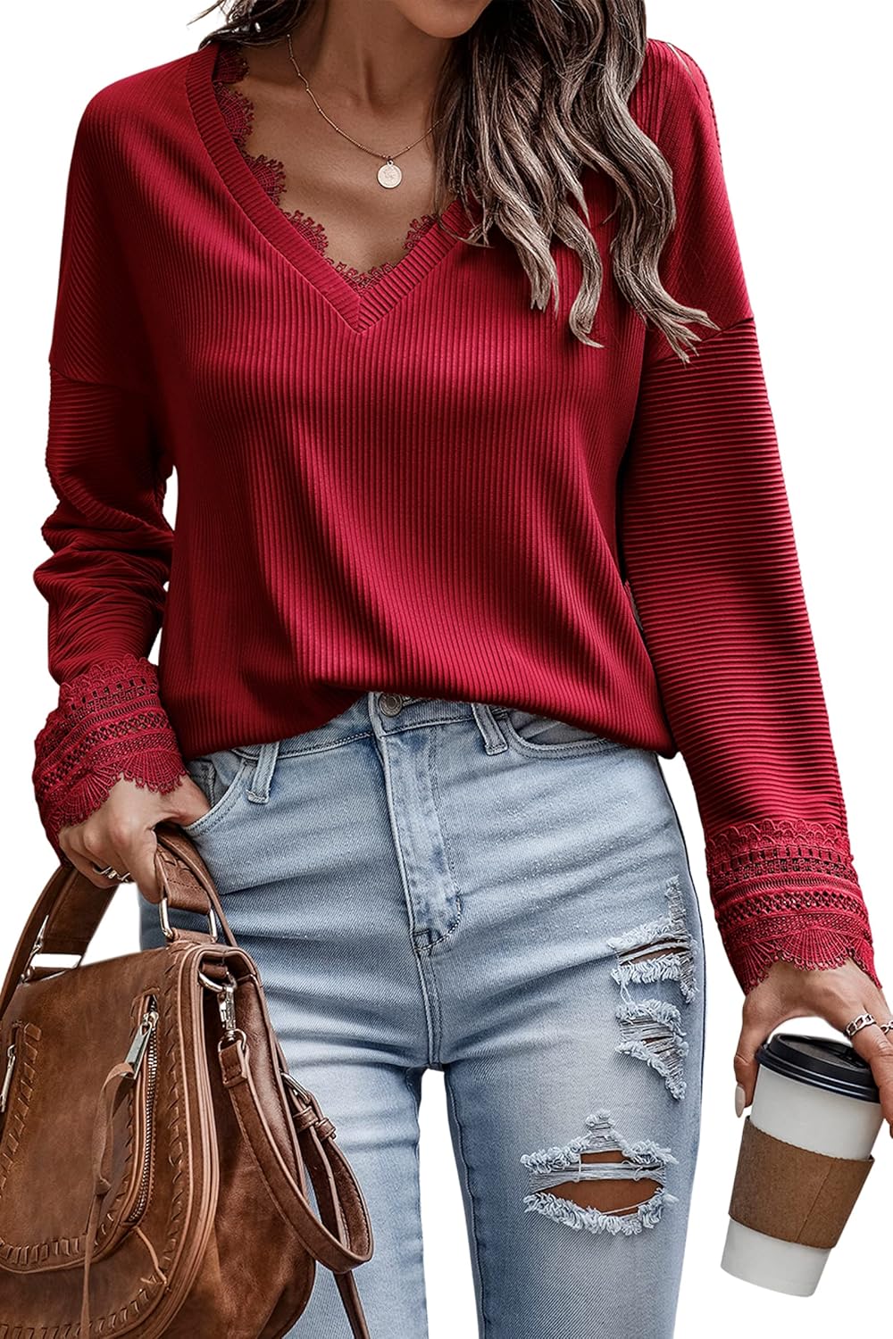 Olivia™ - Suéter de punto con cuello en V y mangas largas, con estilo