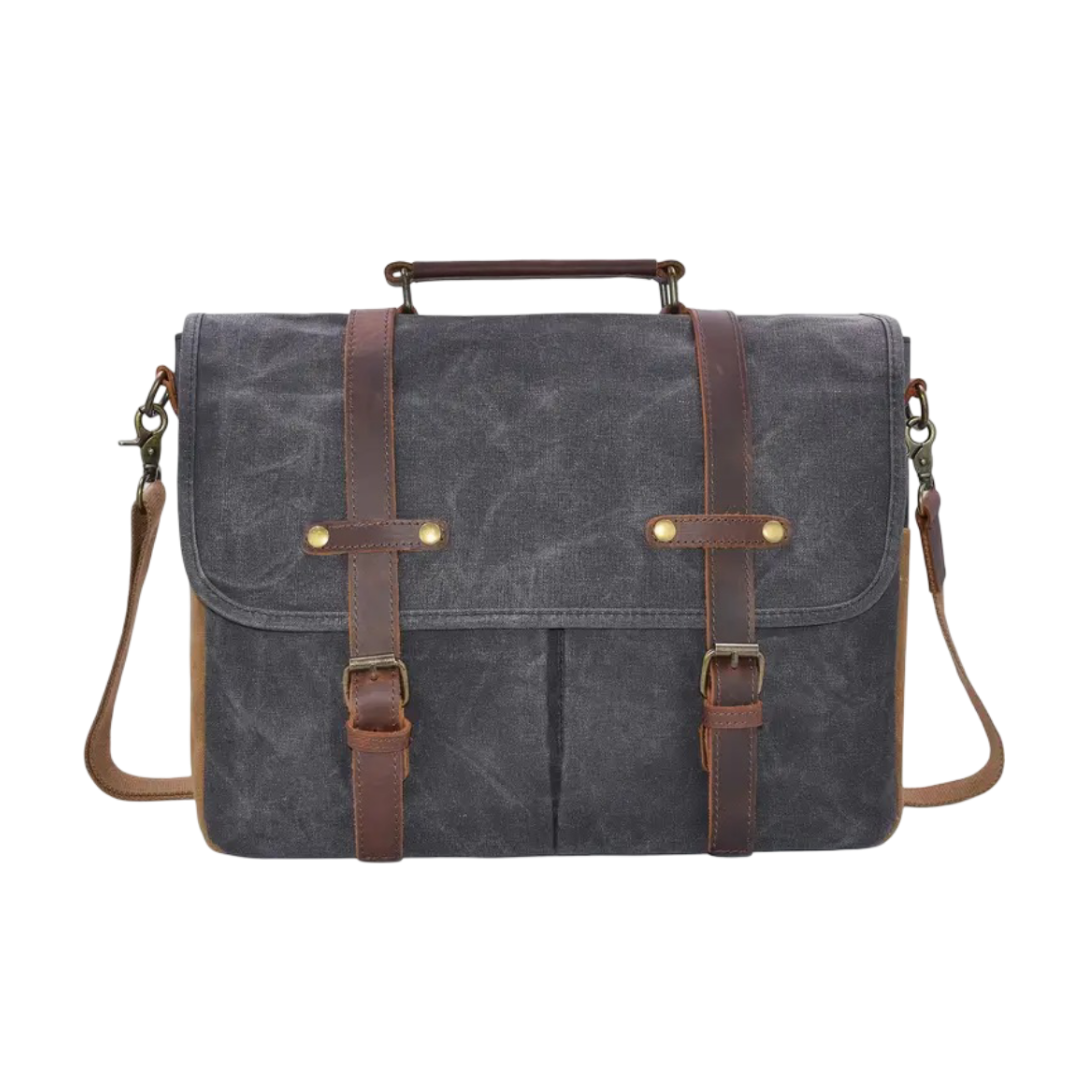Noah | Bolsa Mensajera Vintage de Lona con Correas de Cuero