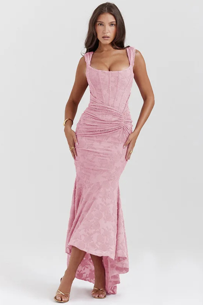 WANWAN - VESTIDO MAXI CON ESTAMPADO DE FLORES