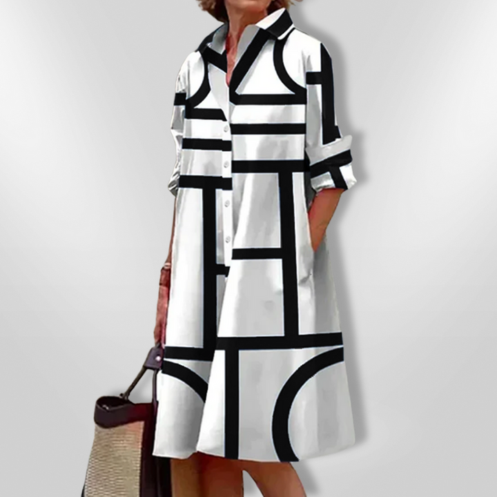 LENSEY - VESTIDO MIDI COTIDIANO CON BOLSILLOS