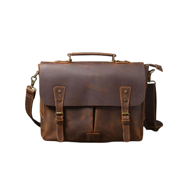 Beau | Mensajero de Cuero Vintage con Solapa de Hebilla Clásica