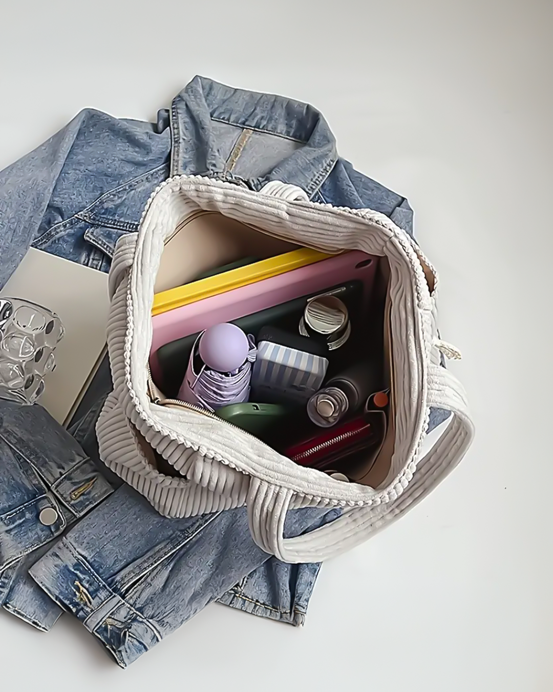 RAMONA – BOLSA TOTE ACANALADA CON DETALLE DE CORDÓN