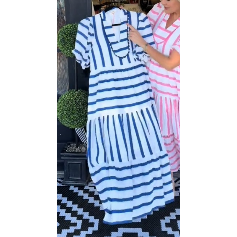 EMERY - VESTIDO MIDI RELAJADO A RAYAS