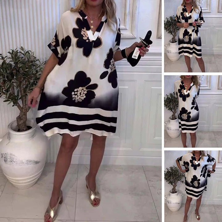 FOLEY - VESTIDO ELEGANTE CON ESCOTE EN V Y ESTAMPADO