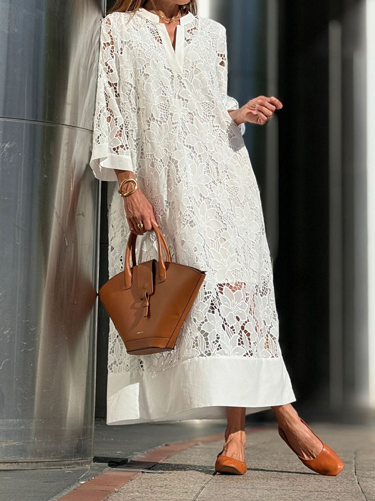 WHITNEY - VESTIDO DE ENCAJE DESLIZANTE CONTEMPORÁNEO