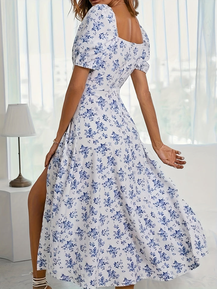 Arce - Vestido Elegante con Mangas Abullonadas Florales