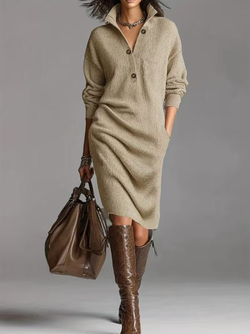 BELLE – VESTIDO DE PUNTO SUAVE CON BOTONES