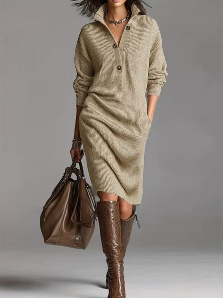 BELLE – VESTIDO DE PUNTO SUAVE CON BOTONES