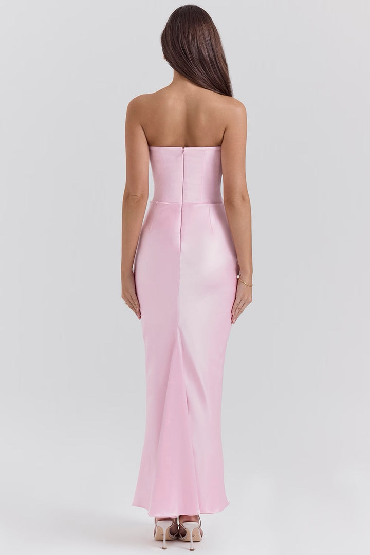 Hera - Elegante Vestido de Fiesta Retro Sin Tirantes de Color Sólido