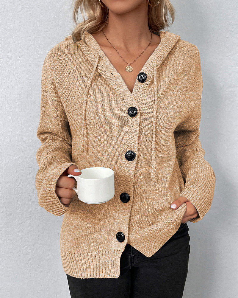 FERNANDA - CHAQUETA SÓLIDA CON CAPUCHA Y CORDONES