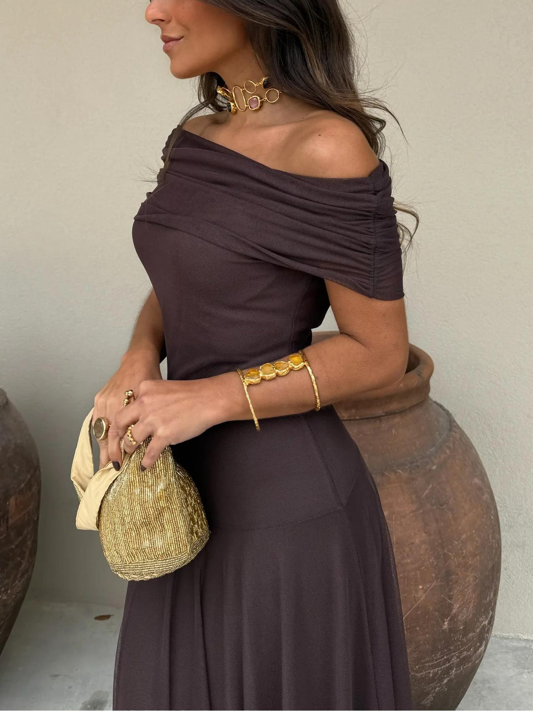 JAYLA - VESTIDO ASIMÉTRICO DE MALLA DE UN HOMBRO