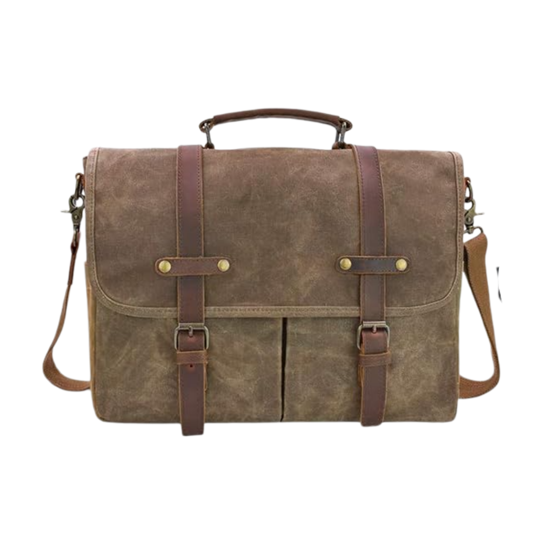 Noah | Bolsa Mensajera Vintage de Lona con Correas de Cuero