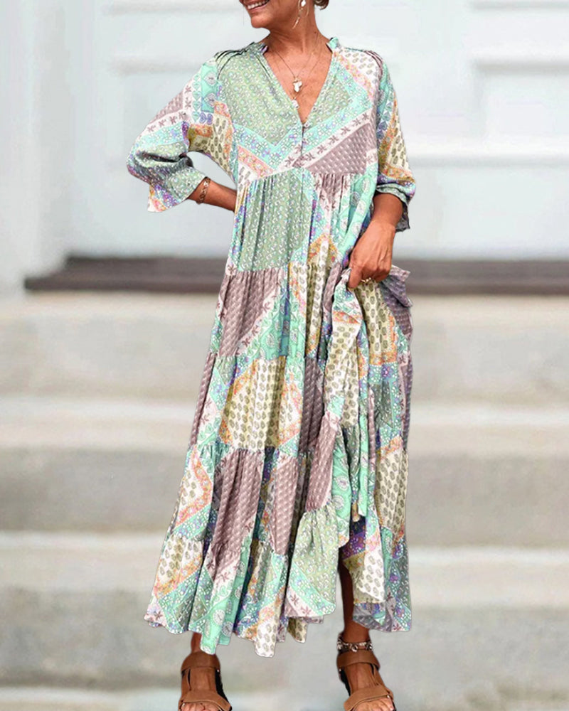 GIGI - VESTIDO GRÁFICO CON ESCOTE EN V