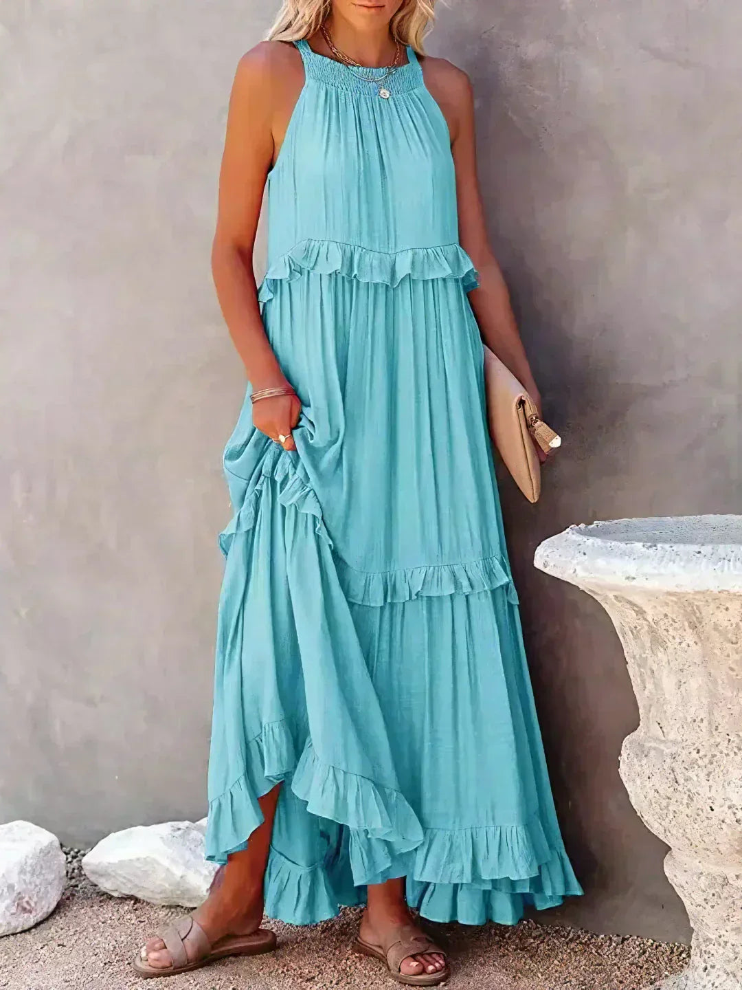 Emilia - Vestido Maxi Halter con Volantes
