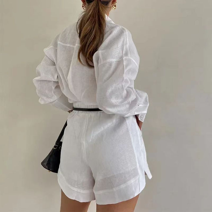 TALLULAH - CONJUNTO RELAJADO DE BLUSA Y SHORTS DE LINO