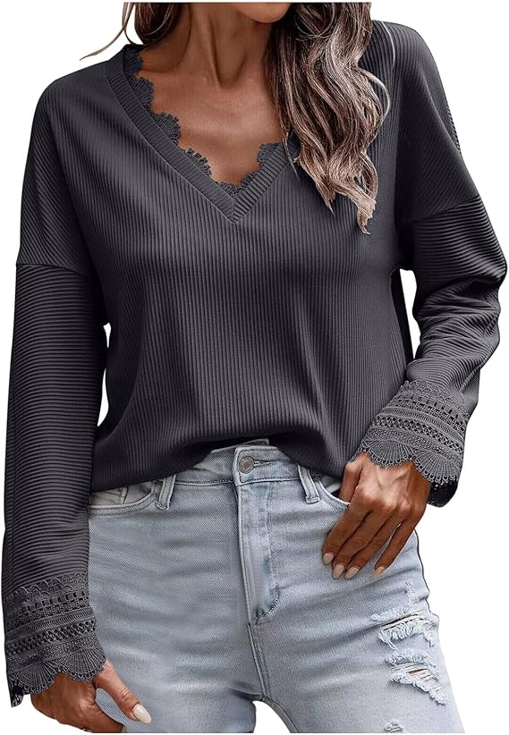Olivia™ - Suéter de punto con cuello en V y mangas largas, con estilo