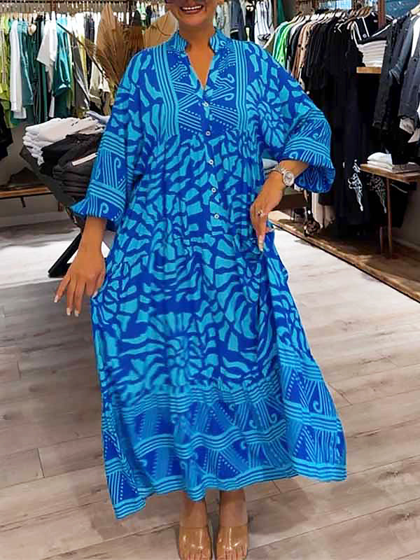 HAZEL - VESTIDO CON CUELLO EN V Y ESTAMPADO