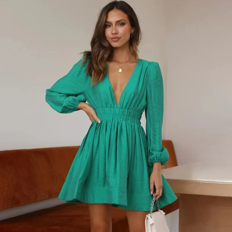 NIANA - VESTIDO CORTO CON ESCOTE EN V BAJO