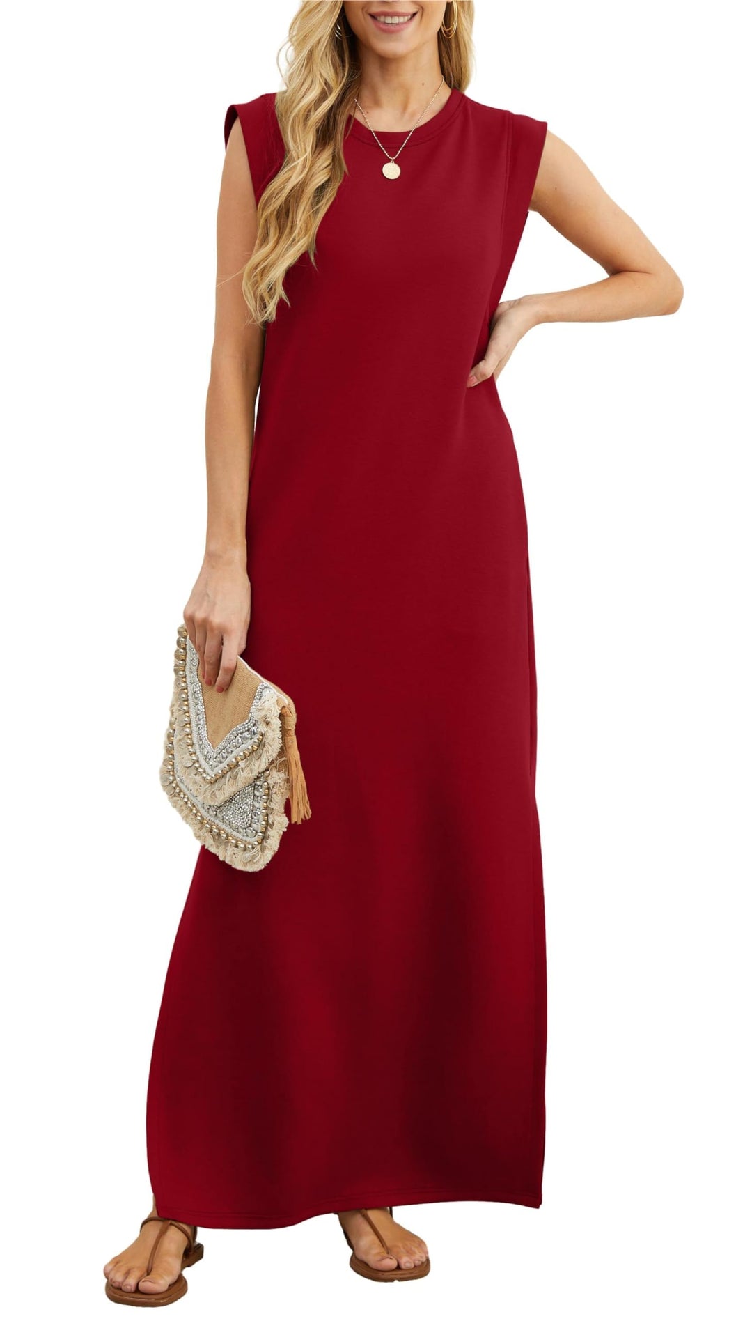 FINLEY - VESTIDO MAXI SIN ARRUGAS DE ELEGANCIA RELAJADA