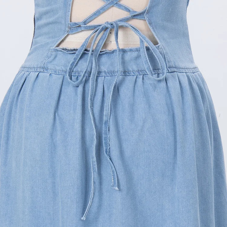 FEMAR - VESTIDO SIN MANGAS DE DENIM MIDNIGHT CON TIRANTES