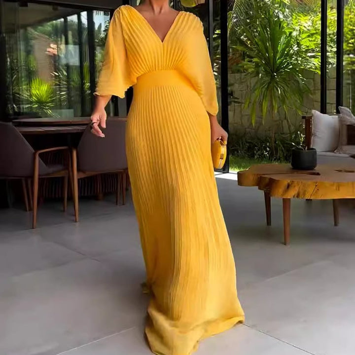 KOHLE - VESTIDO ELEGANTE CON MANGAS DRAPEADAS Y CINTURA