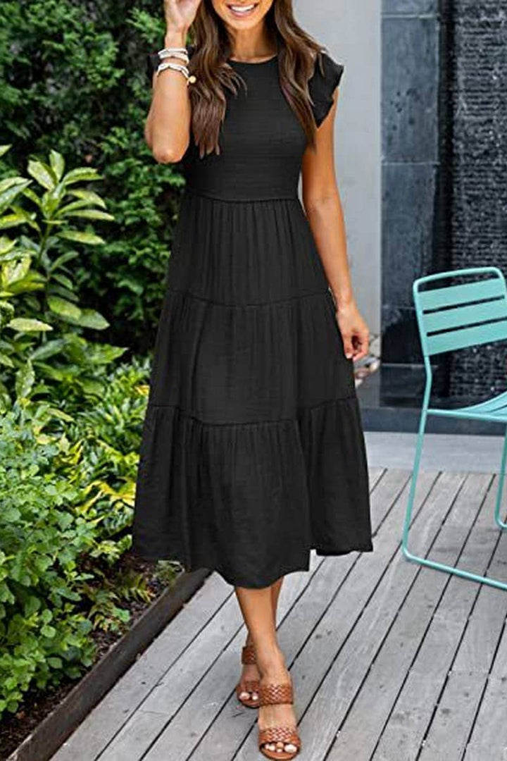MARINEL - VESTIDO MIDI ELEGANTE FRUNCIDO