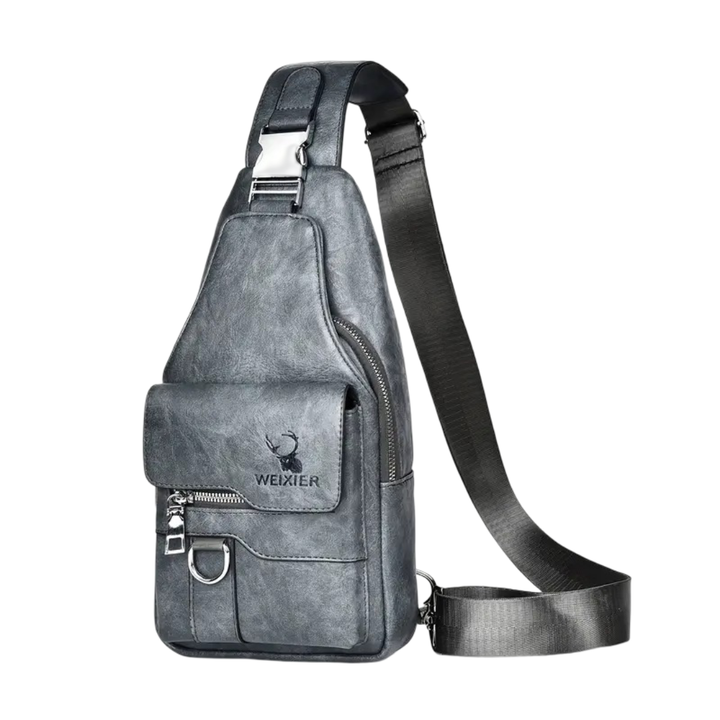Daxton | Bolsa Bandolera Vertical de Cuero con Solapa Segura y Cierres