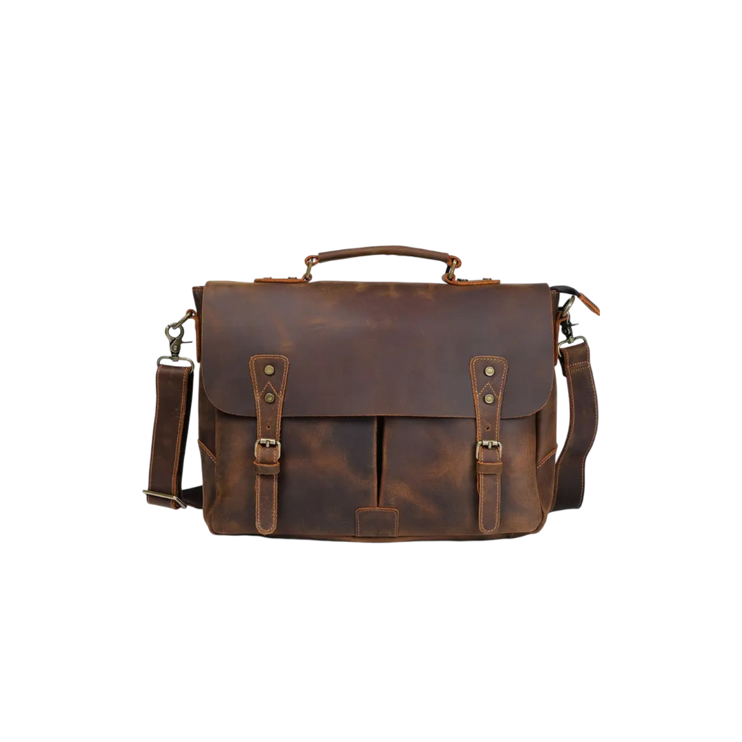 Beau | Mensajero de Cuero Vintage con Solapa de Hebilla Clásica