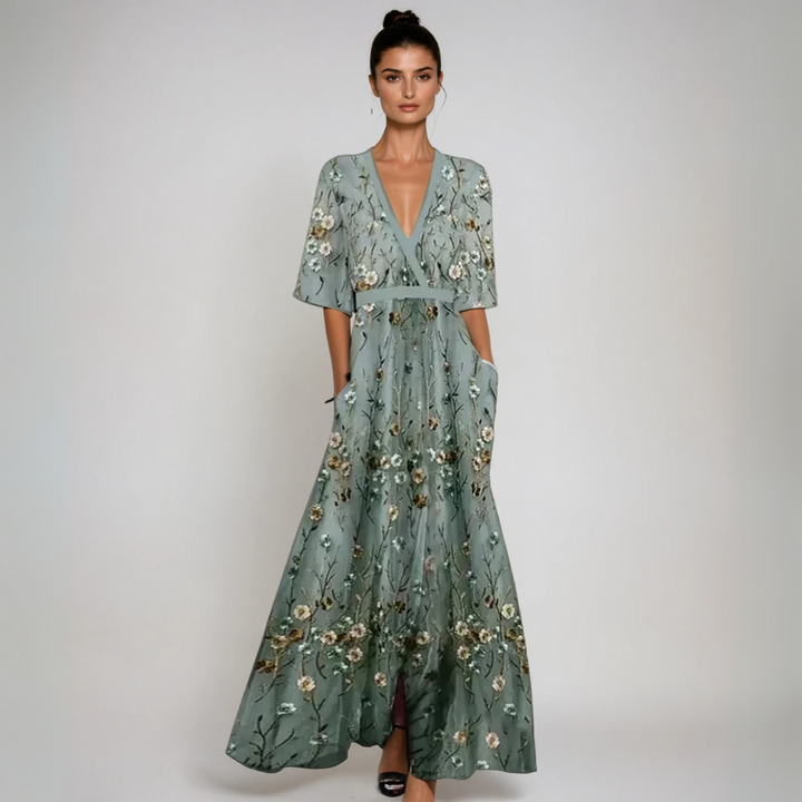 Jamie | Vestido Maxi Elegante con Estampado Floral