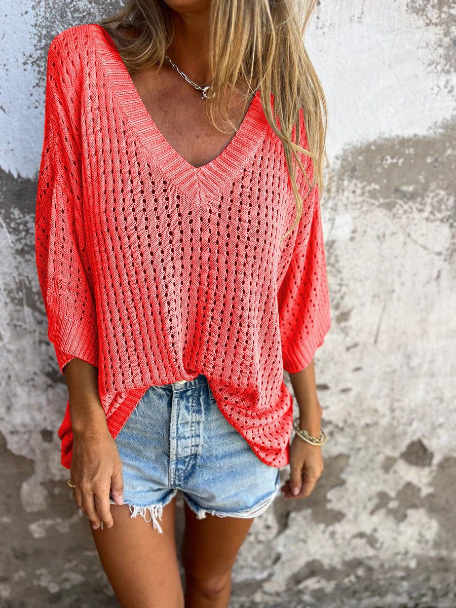 MARIGOLD - SUÉTER DE CROCHET CON ESCOTE EN V