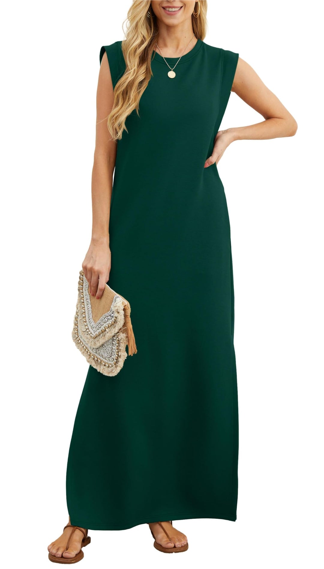 NINALEE - VESTIDO MAXI DIVIDIDO DE FLUJO RELAJADO