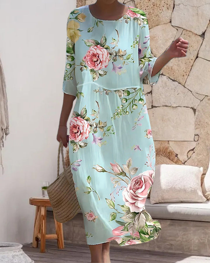 MARISOL - VESTIDO MODERNO ELEGANTE CON FLORES