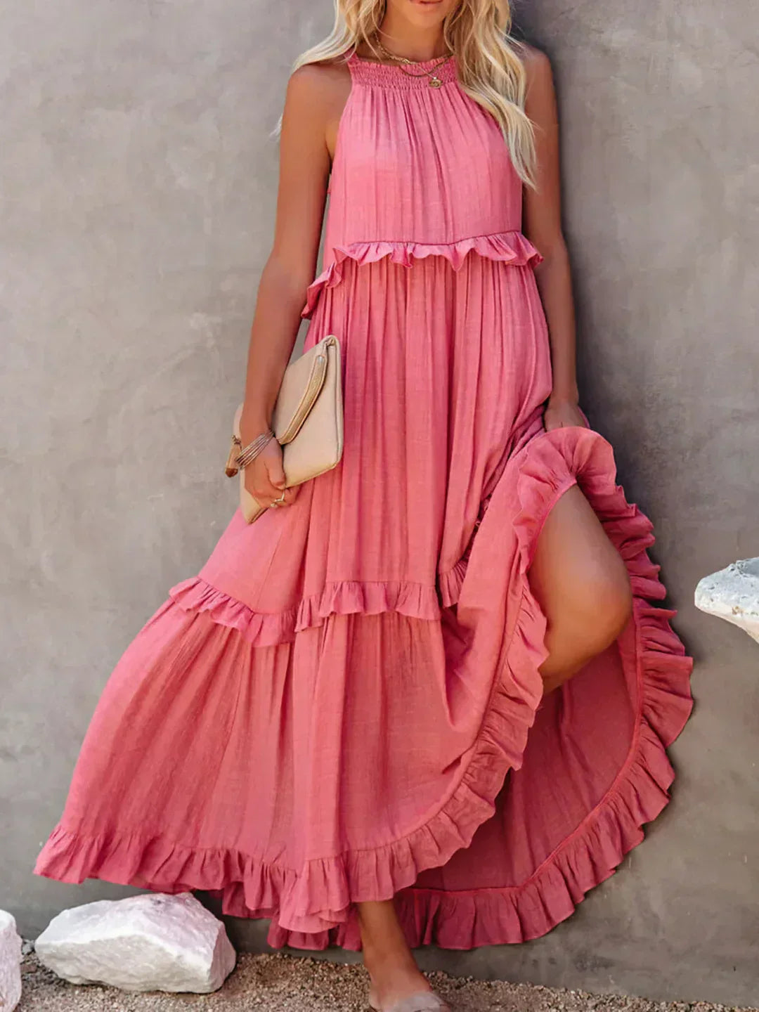 Emilia - Vestido Maxi Halter con Volantes