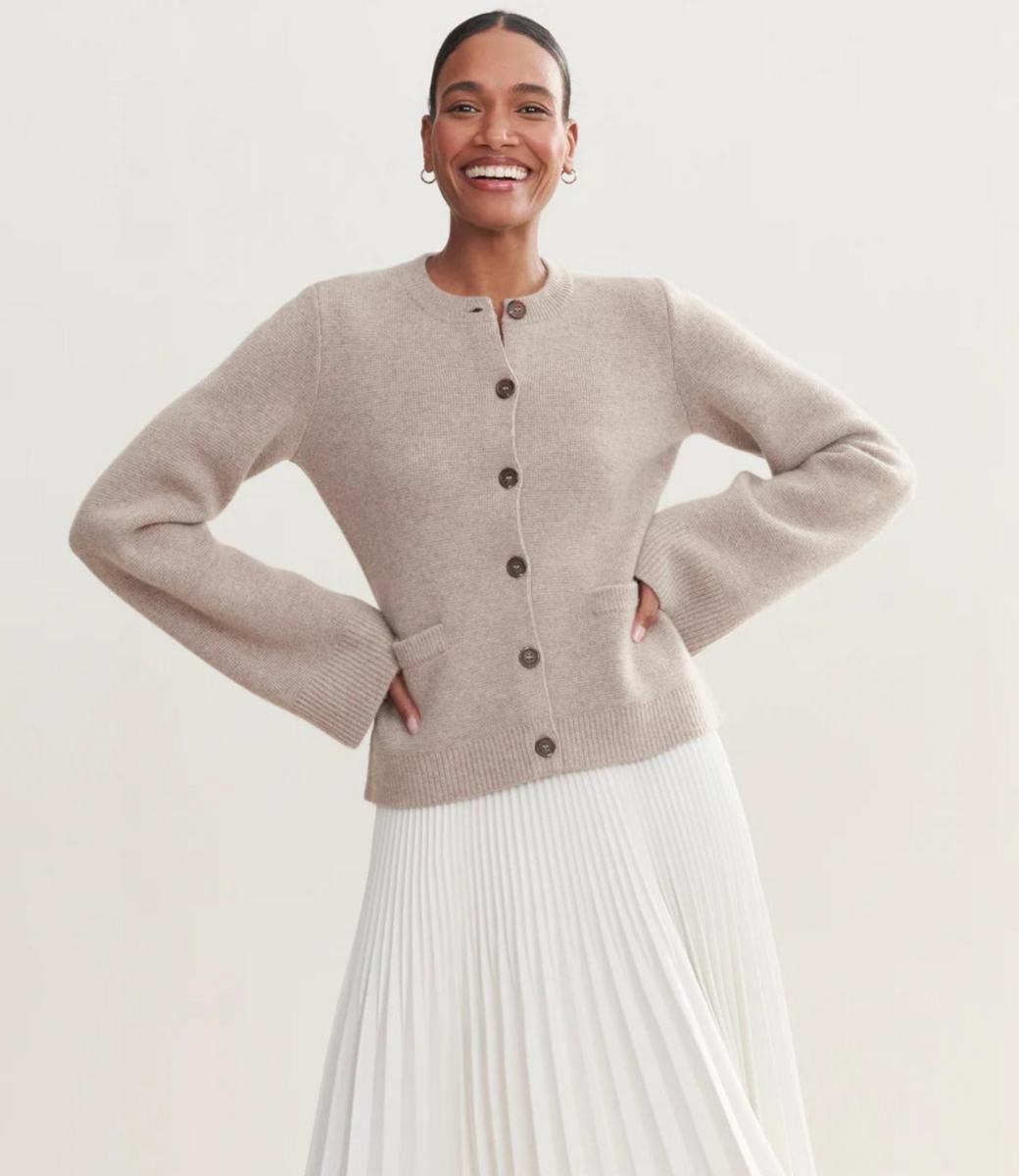 BELLAMY - CARDIGAN DE MANGA CAMPANA LISA