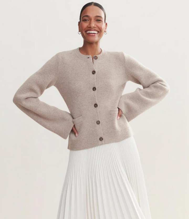 BELLAMY - CARDIGAN DE MANGA CAMPANA LISA