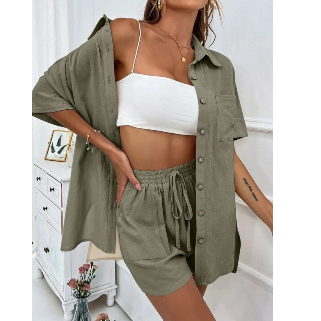 MERYL – CONJUNTO MODISH DE CAMISA ABOTONADA