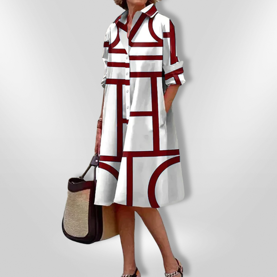 LENSEY - VESTIDO MIDI COTIDIANO CON BOLSILLOS