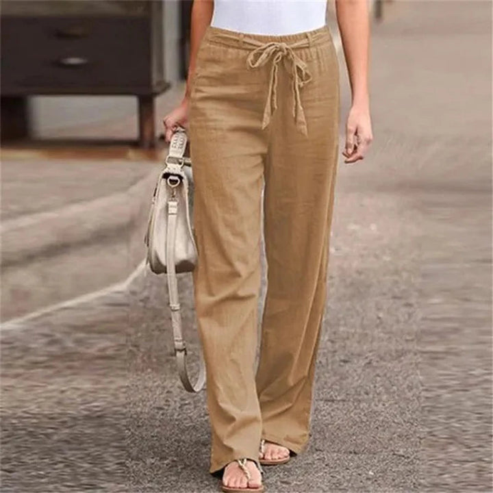 INGRID - PANTALONES DE LINO ELÁSTICO