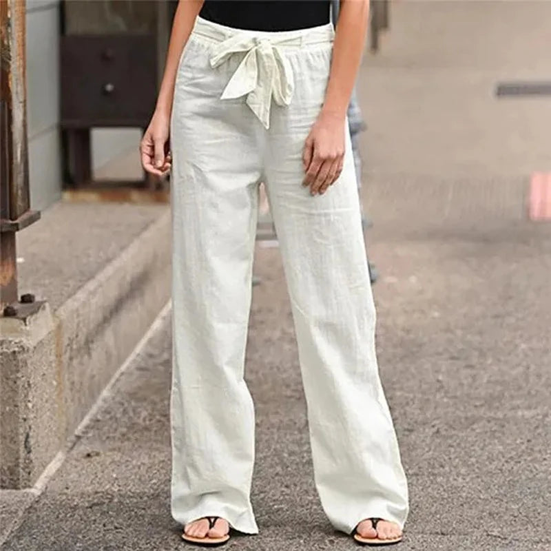 INGRID - PANTALONES DE LINO ELÁSTICO