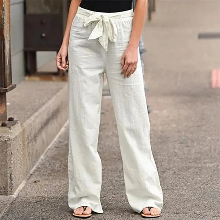 INGRID - PANTALONES DE LINO ELÁSTICO