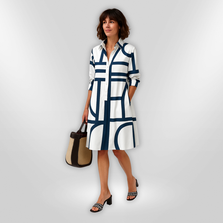 LENSEY - VESTIDO MIDI COTIDIANO CON BOLSILLOS