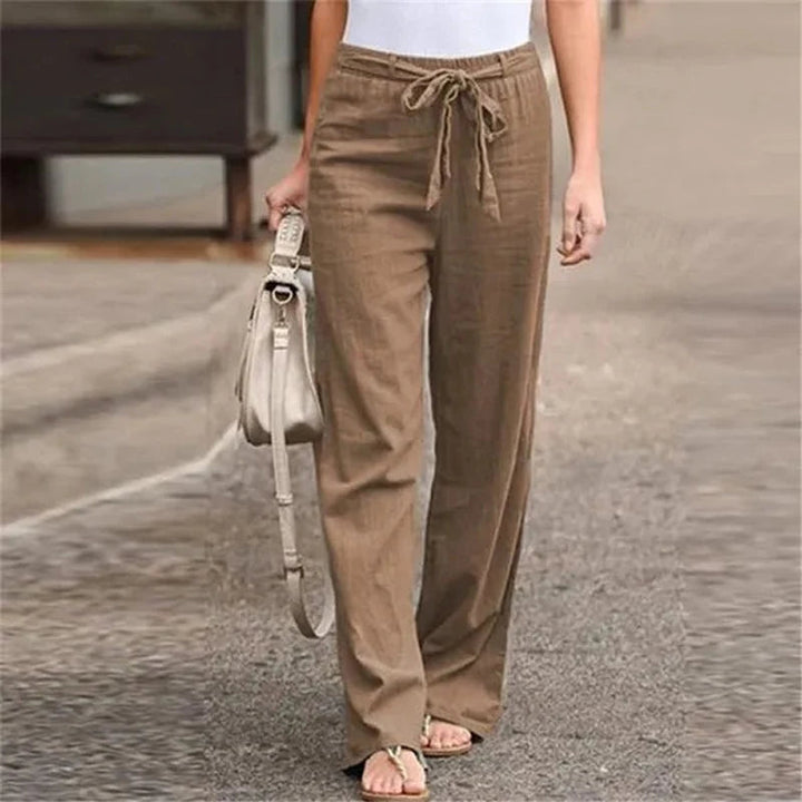 INGRID - PANTALONES DE LINO ELÁSTICO
