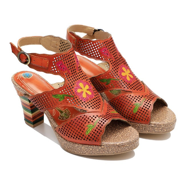 IYA - SANDALIAS DE TACÓN CON ESTAMPADO FLORAL