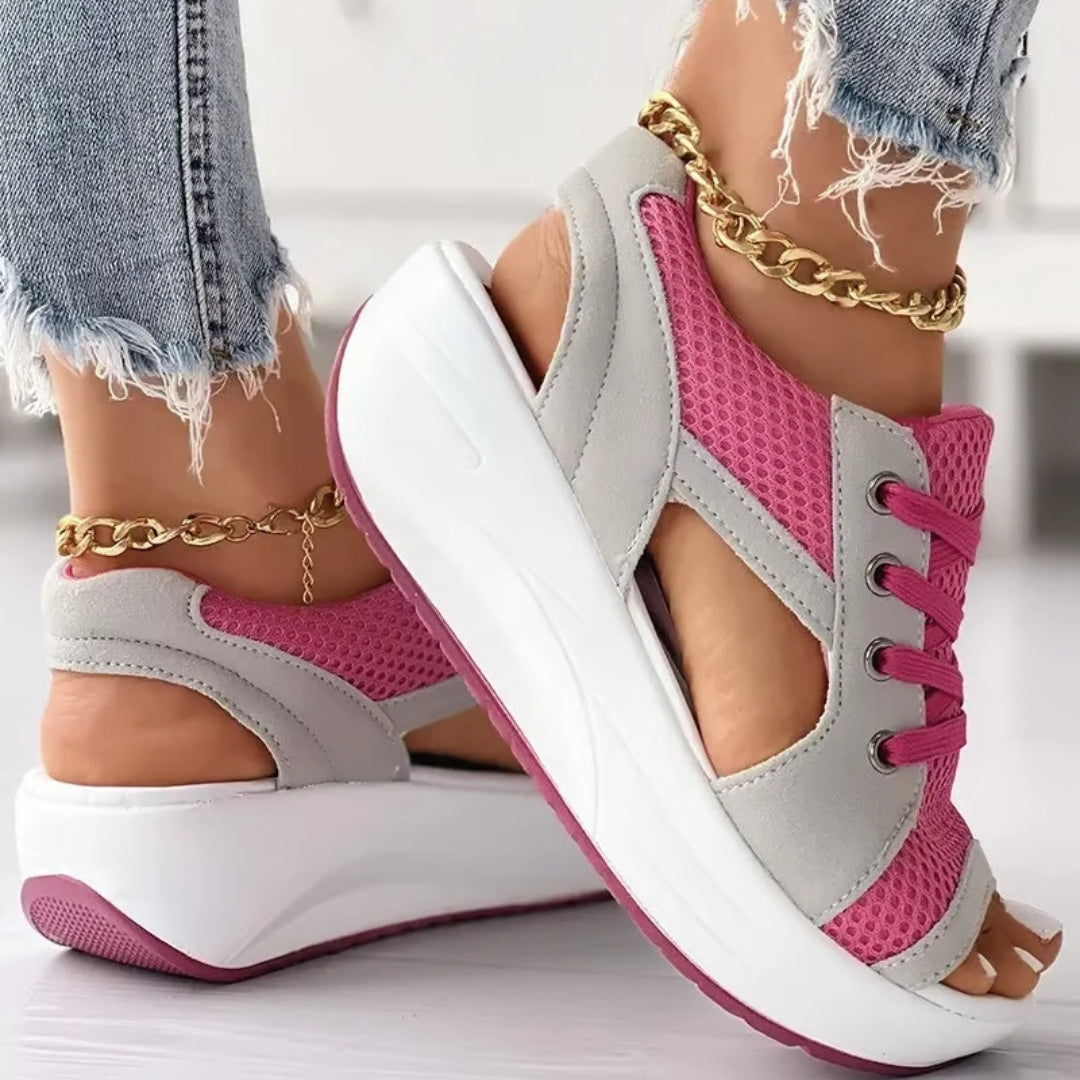 NASTASHA - SANDALIA PLANA CON CORDONES PARA TODOS LOS DÍAS