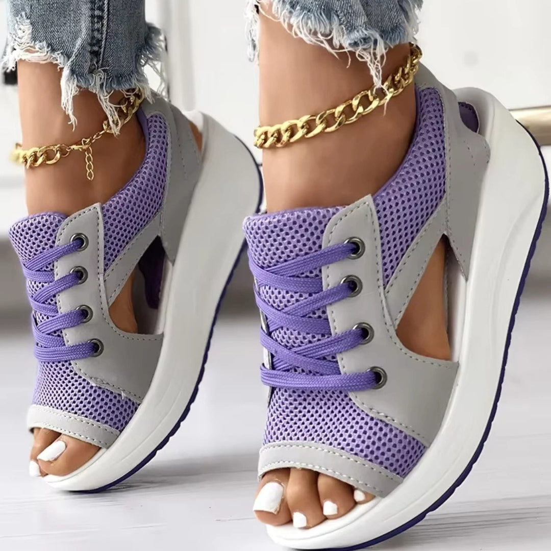 NASTASHA - SANDALIA PLANA CON CORDONES PARA TODOS LOS DÍAS